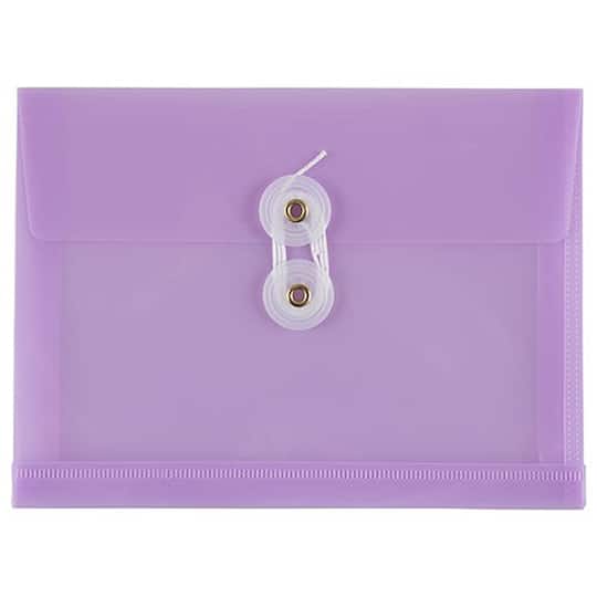 JAM Paper 5.5" x 7.5" Lilac Plastic Button & String Tie Closure Booklet Envelopes, 12ct.